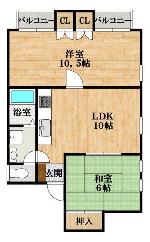 ラ・コートはびきの(2LDK/3階)の間取り写真