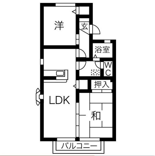 エクセラン佐藤B(2LDK/2階)の間取り写真
