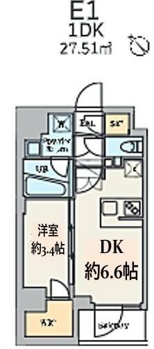 クレストコート南長崎(1DK/3階)の間取り写真