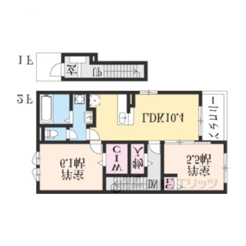 メゾン・ド・ジュネス2(2LDK/2階)の間取り写真