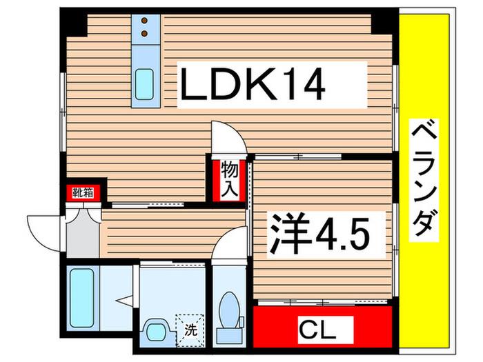 細田ビル(1LDK/3階)の間取り写真