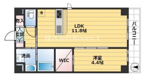 RIVIERE GAUCHE 谷町六丁目(1LDK/4階)の間取り写真