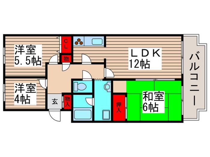 近藤マンション(3LDK/3階)の間取り写真