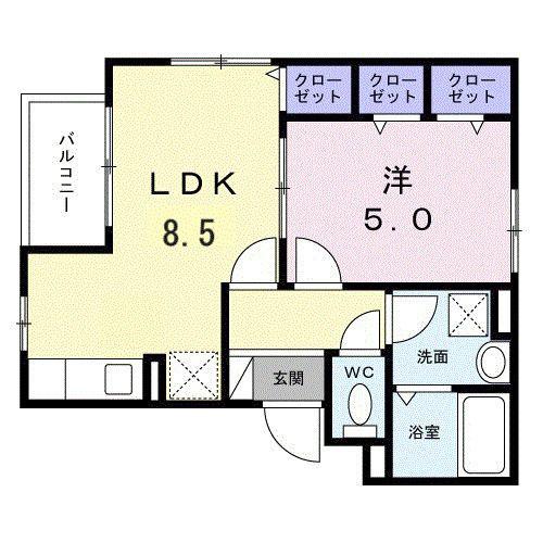サニーレジデンスII(1LDK/2階)の間取り写真