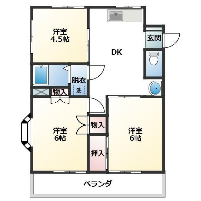 パレブラン(3DK/2階)の間取り写真
