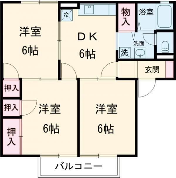 レジデンス西村 B棟(3DK/2階)の間取り写真
