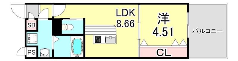 ガレリア加島(1LDK/2階)の間取り写真