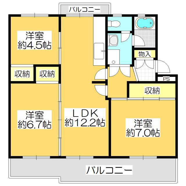 ヴィラナリー屋島 5号棟(3LDK/4階)の間取り写真
