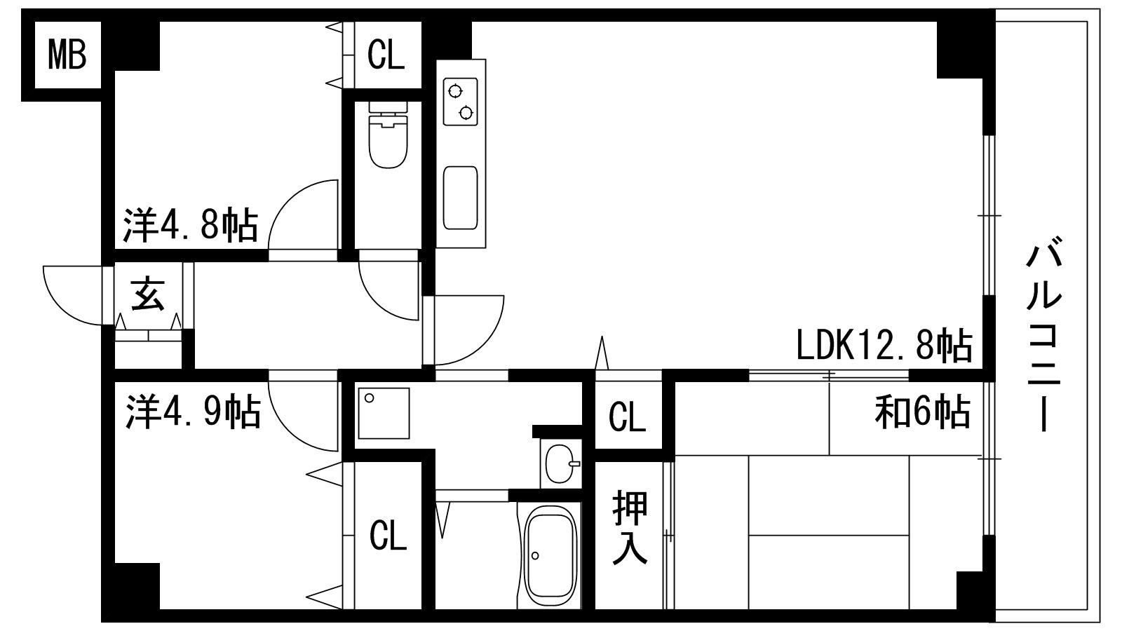 プランドール兵庫駅南通(3LDK/5階)の間取り写真