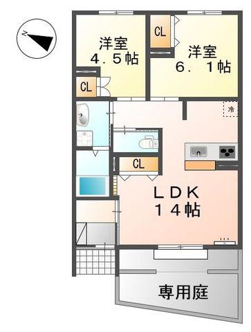 アイリスあざみ野(2LDK/1階)の間取り写真