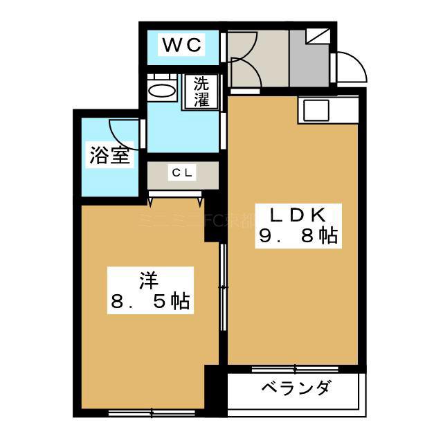 クレアーレ五条大宮(1LDK/1階)の間取り写真