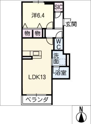 レガートS八田(1LDK/3階)の間取り写真