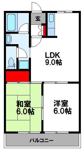 SUNLIT新宮(2LDK/4階)の間取り写真