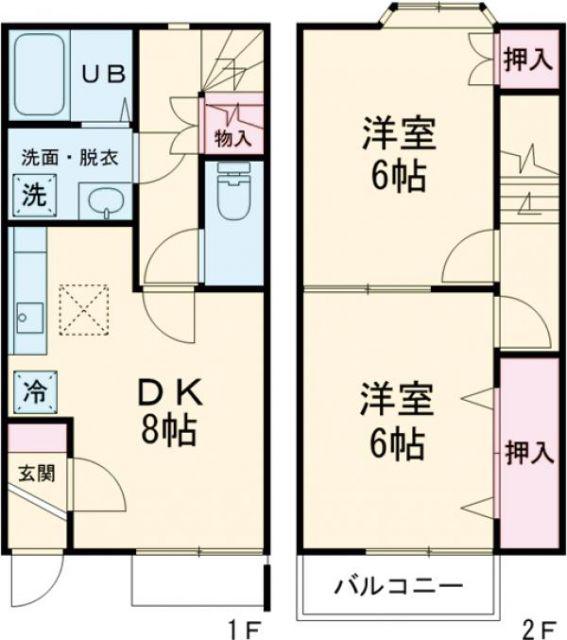 メゾン桜堤(2DK/1階)の間取り写真