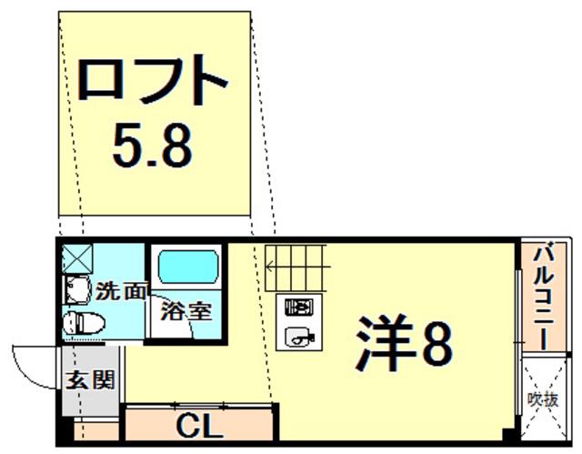 C4 KOUSHIENN イースト(ワンルーム/3階)の間取り写真