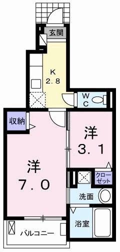 カーサ桜井町(1K/1階)の間取り写真