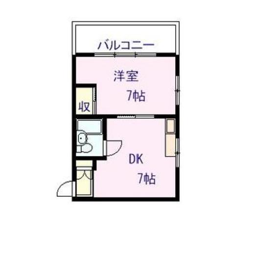 石川ビル(1DK/2階)の間取り写真