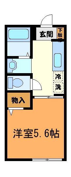 ヘルシオン(1K/1階)の間取り写真