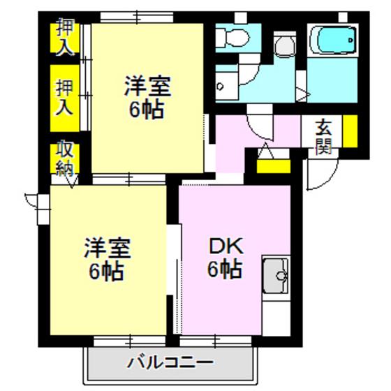 ハーベストヒルズIII(2DK/2階)の間取り写真