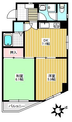 東長崎ヒルズ(2DK/2階)の間取り写真
