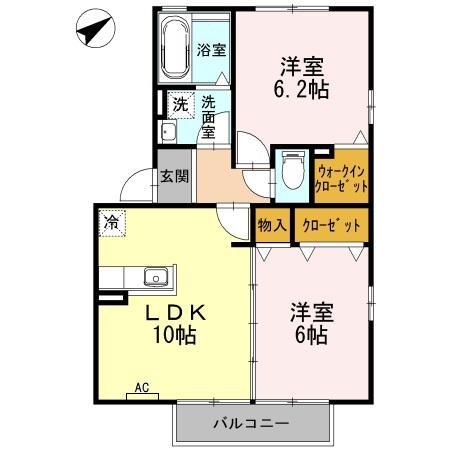 クリアムールB(2LDK/2階)の間取り写真