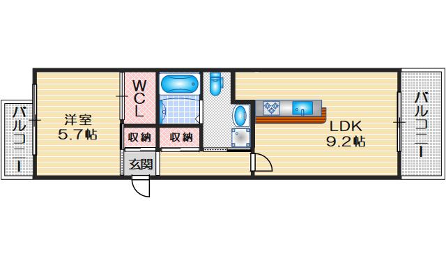 FLATZ CRODE(1LDK/2階)の間取り写真