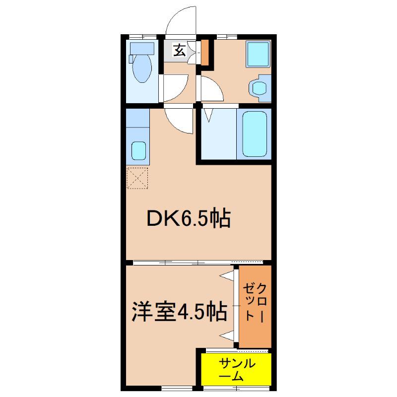 PLUMERIA(1DK/1階)の間取り写真