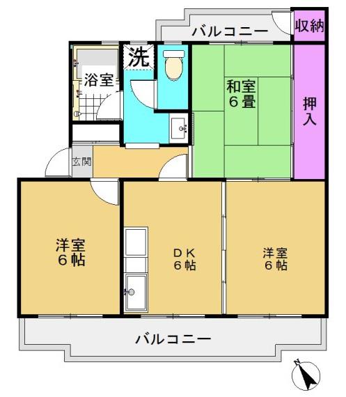 ウエストハイツ(3DK/3階)の間取り写真