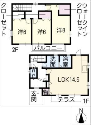 ジュネス・マキ B(3LDK/2階)の間取り写真
