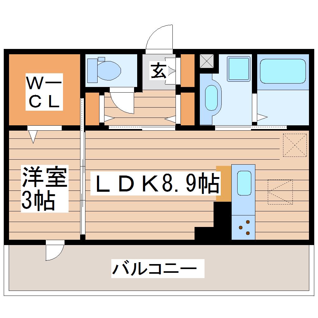 ボヌールF(1LDK/2階)の間取り写真