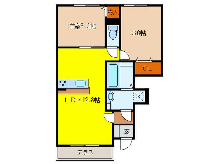 ハピネス桜(1SLDK/1階)の間取り写真