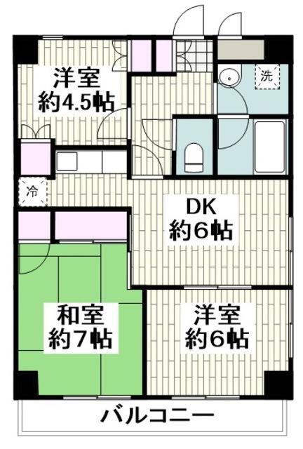 鎧橋ビル(3DK/9階)の間取り写真