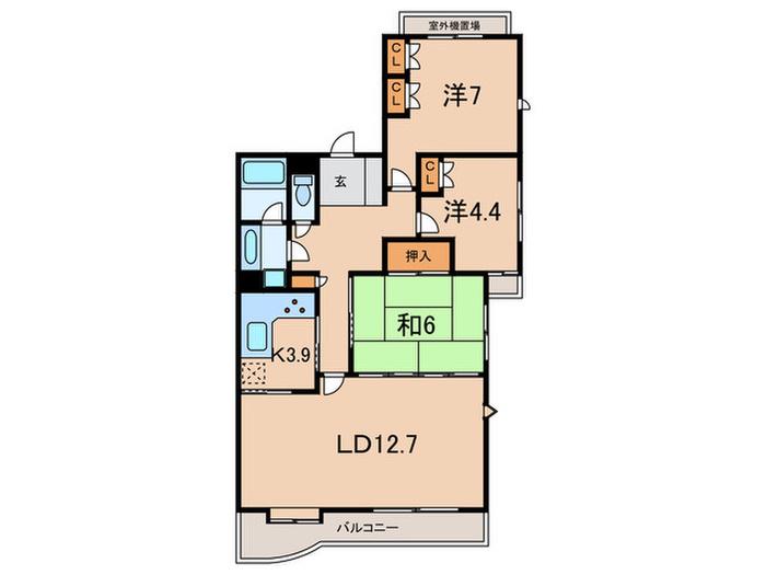 パークハイム住吉山手(3LDK/2階)の間取り写真