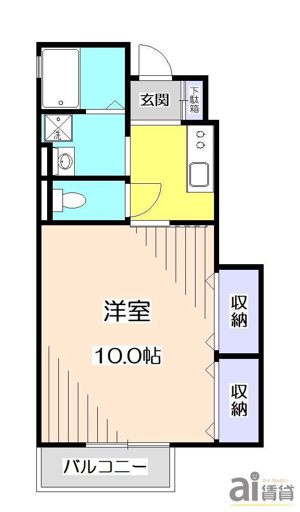 グランモア B棟(1K/1階)の間取り写真