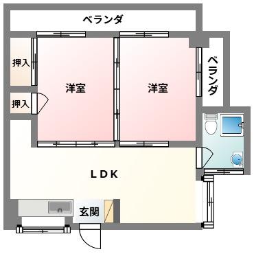 三上マンション(2LDK/4階)の間取り写真
