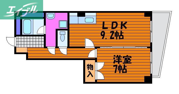 上杉第7ビル西古松(1LDK/5階)の間取り写真