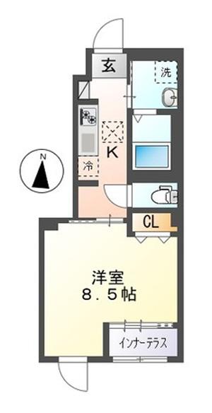 ヒルステージ野方(1K/1階)の間取り写真