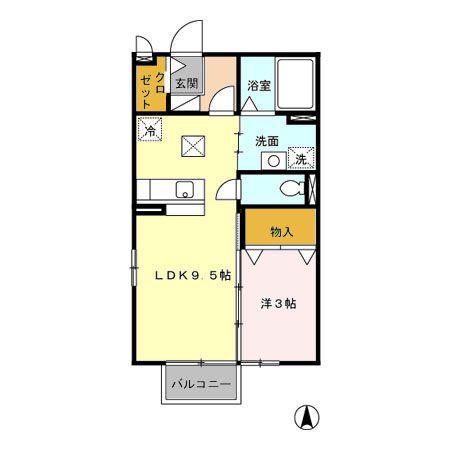 エクレール・シャンブル(1LDK/1階)の間取り写真