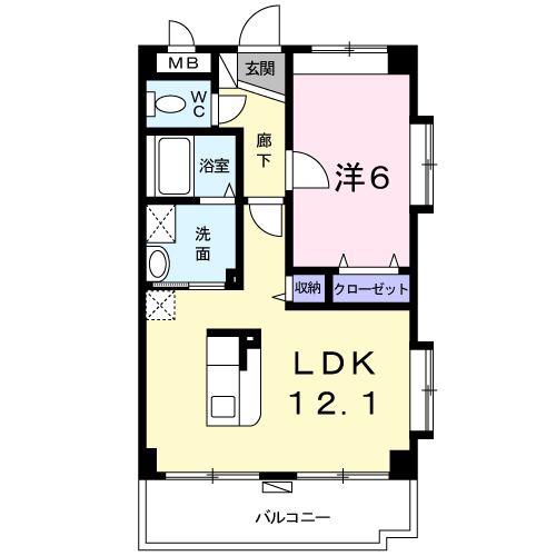 アリビオ(1LDK/1階)の間取り写真
