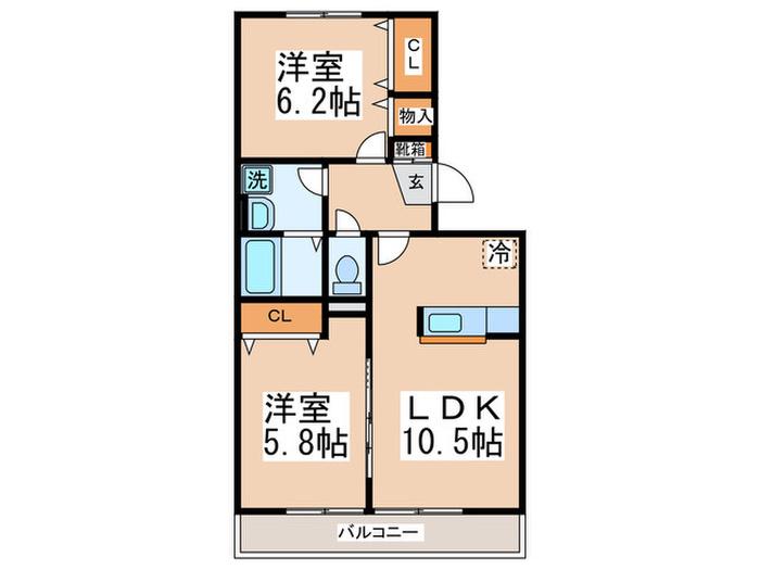 ブレスフィールド(2LDK/2階)の間取り写真