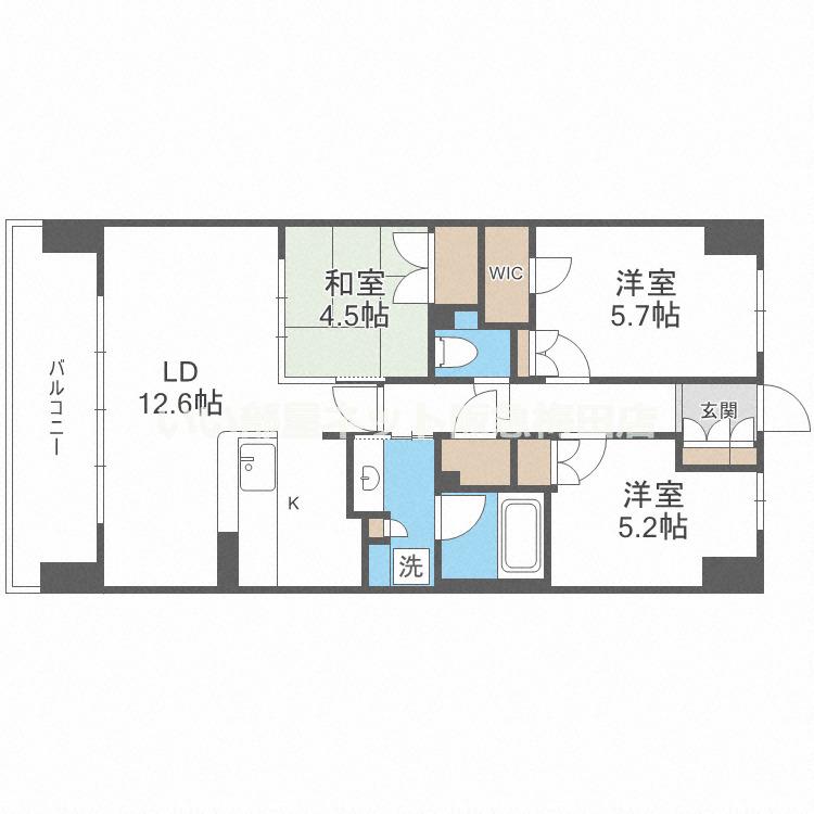 パークナードフィット津雲台(3LDK/8階)の間取り写真