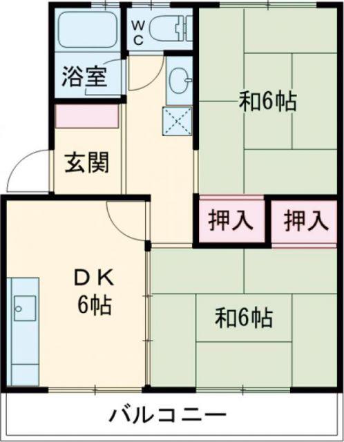 湯本グリーンヒルズ(2DK/4階)の間取り写真