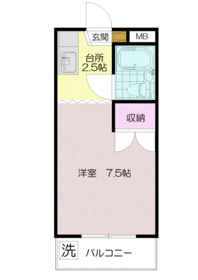 ヤマト青葉台ハウス(1K/1階)の間取り写真