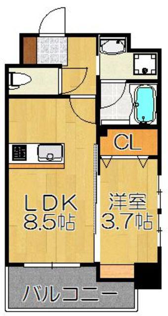 AXIS天神南 2番館(1LDK/8階)の間取り写真