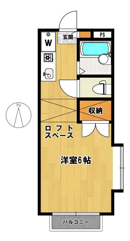ルベール鷺宮(ワンルーム/2階)の間取り写真