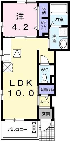 アプローズ城南(1LDK/1階)の間取り写真