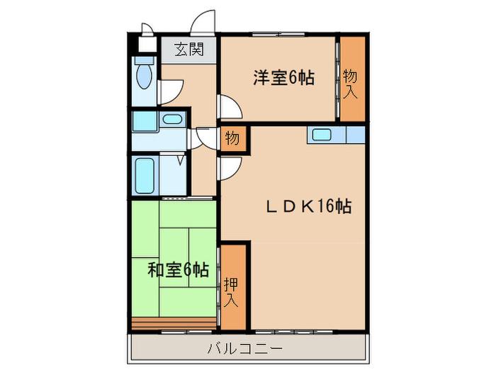 グランド-ル須崎(2LDK/5階)の間取り写真