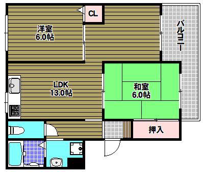 YF深阪(2LDK/1階)の間取り写真