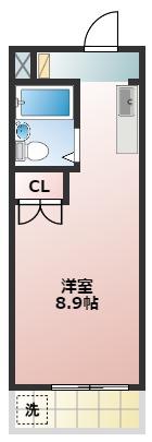 磐田グレイス第1マンション(ワンルーム/2階)の間取り写真