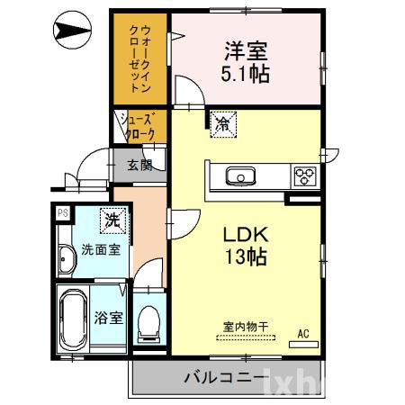 オリオンシリウスA棟(1LDK/2階)の間取り写真